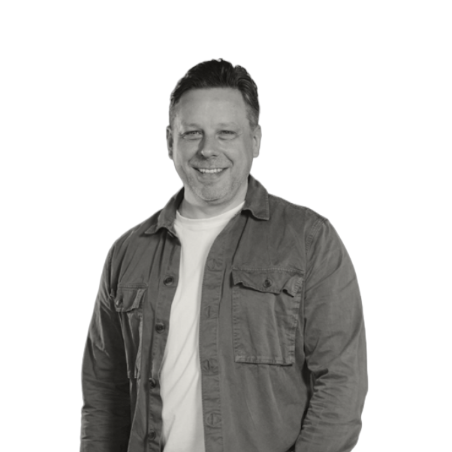 Roots company logo and image of Pete Willcocks